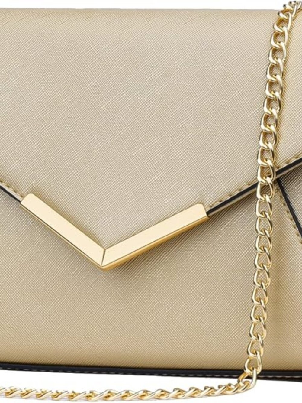 〽️women gold Envelope Detachable Metal Chain Cross body Shoulder Bag